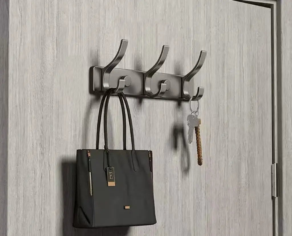 no drill Holes One Row Hangers Kitchen Towels Clothes Hats Toilet Towel Rack Storage Wall Mounted Door Back Rod Hook