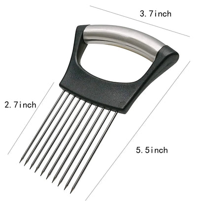 Onion Holder Slicer Cutter - Stainless Steel Vegetable Chopper for Tomato Potato Avocado Eggs Fruit Lemon Meat Kitchen Tool