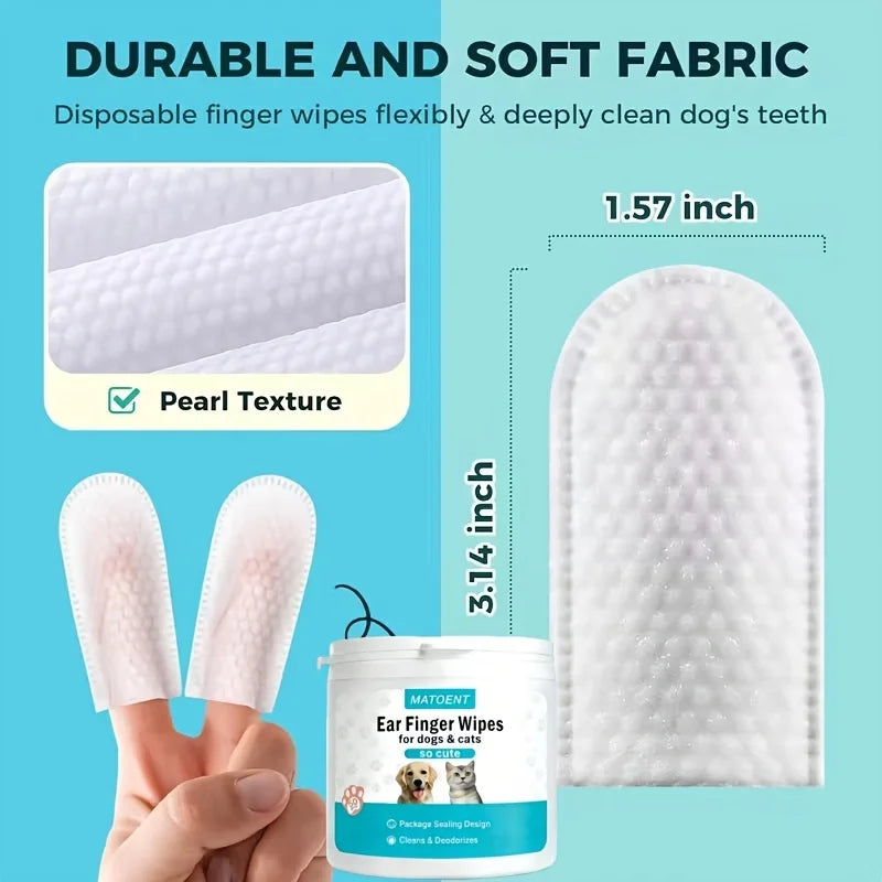50 PCS Pet Cleaning Products Ear Cleaning Wipes Ear Care Fingertips Ear Mite Removal Cat and Dog Ear Cleaning Pet Products