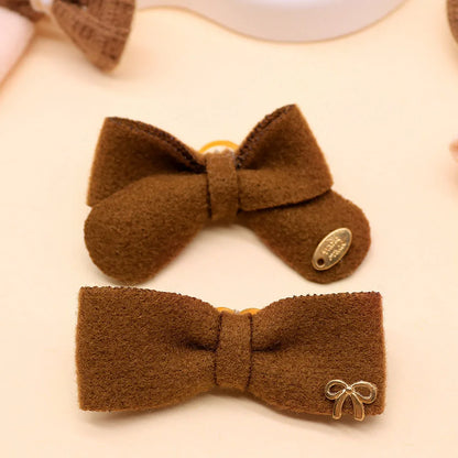 10PCS 2025New Dog Hair Accessories Brown Style Dog Bows With Rubber Bands Handmade Puppy Bowknots Pet Supplies For Dogs