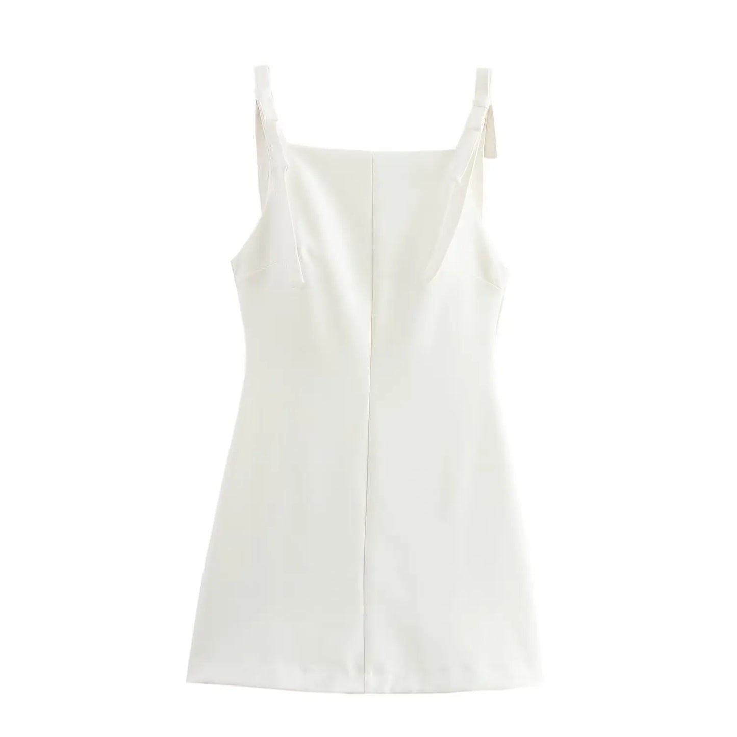 HH Woman Bow Strap Decoration Square Collar Sleeveless Back Zipper Sling Dresses Summer 2025 Female High Street Mini Dress