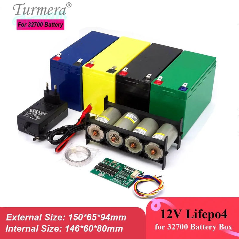 Turmera 12V 7A Lifepo4 Battery Box with 4S 40A Balance BMS 1X4 32650 32700 Holder Replace Lead-Acid Battery Use (Only Empty Box)