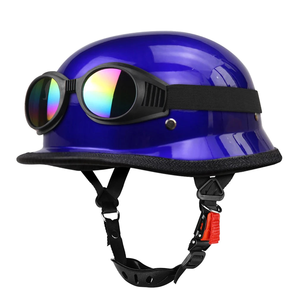 Motorcycle Half Helmet German Leather Vintage Helmet Casco Moto Motorcycle Open Face Helmet Biker Pilot DOT Certification S-XXL