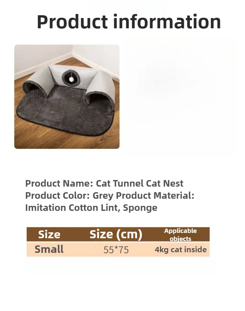 New U-shaped tunnel cat bed with removable and washable cat bed fun cat mat for hide seek suitable for all seasons pet supplies