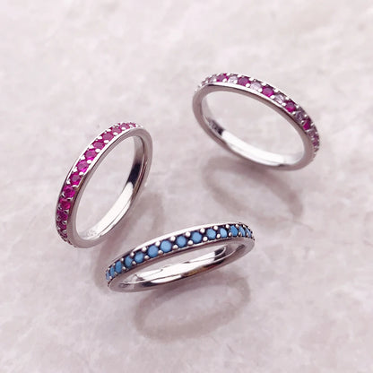 Ring Elegance Colourful Stones Europe Romantic Fine Jewelry For Women Brand New Real 925 Sterling Silver Gift