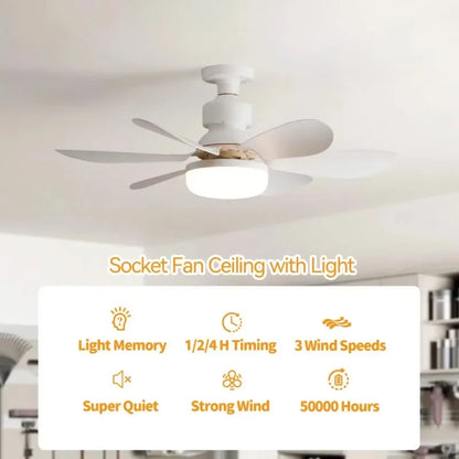 30W/40W Ceiling Fan with Remote Control LED Light Fan E27 Base, Intelligent Silent Ceiling Fan for Bedroom and Living Room