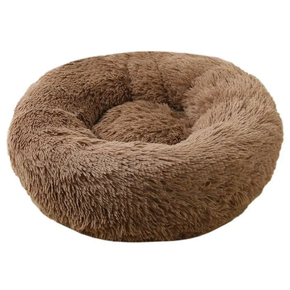 Soft Pet Cat Bed Pad Plush Warm Faux Fur dog Calm Bed Donut Round Bed Comfortable Sleeping Washable for Small Medium Dog and Cat