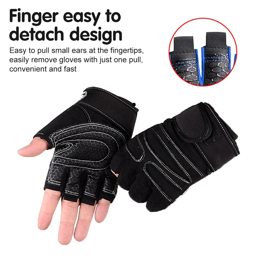 Workout Gloves for Men Women Half Finger Glove with Wrist Wrap for Sport Weight Lifting Training Bicycle Motorcyclist Gym Glove