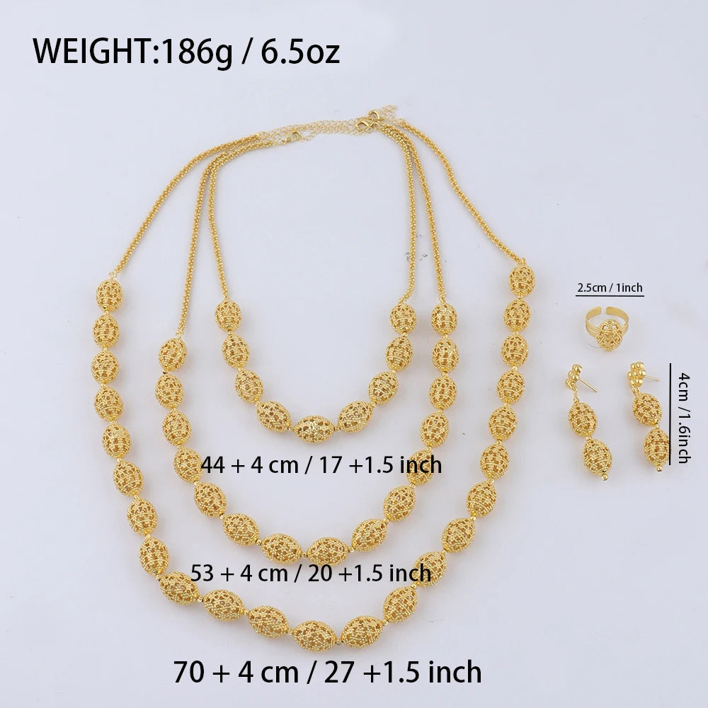 Necklace Earrings Rings Set for Women Luxury Jewelry Nigeria Bridal  Wedding Party Jewellery Set Accessories Wholesale