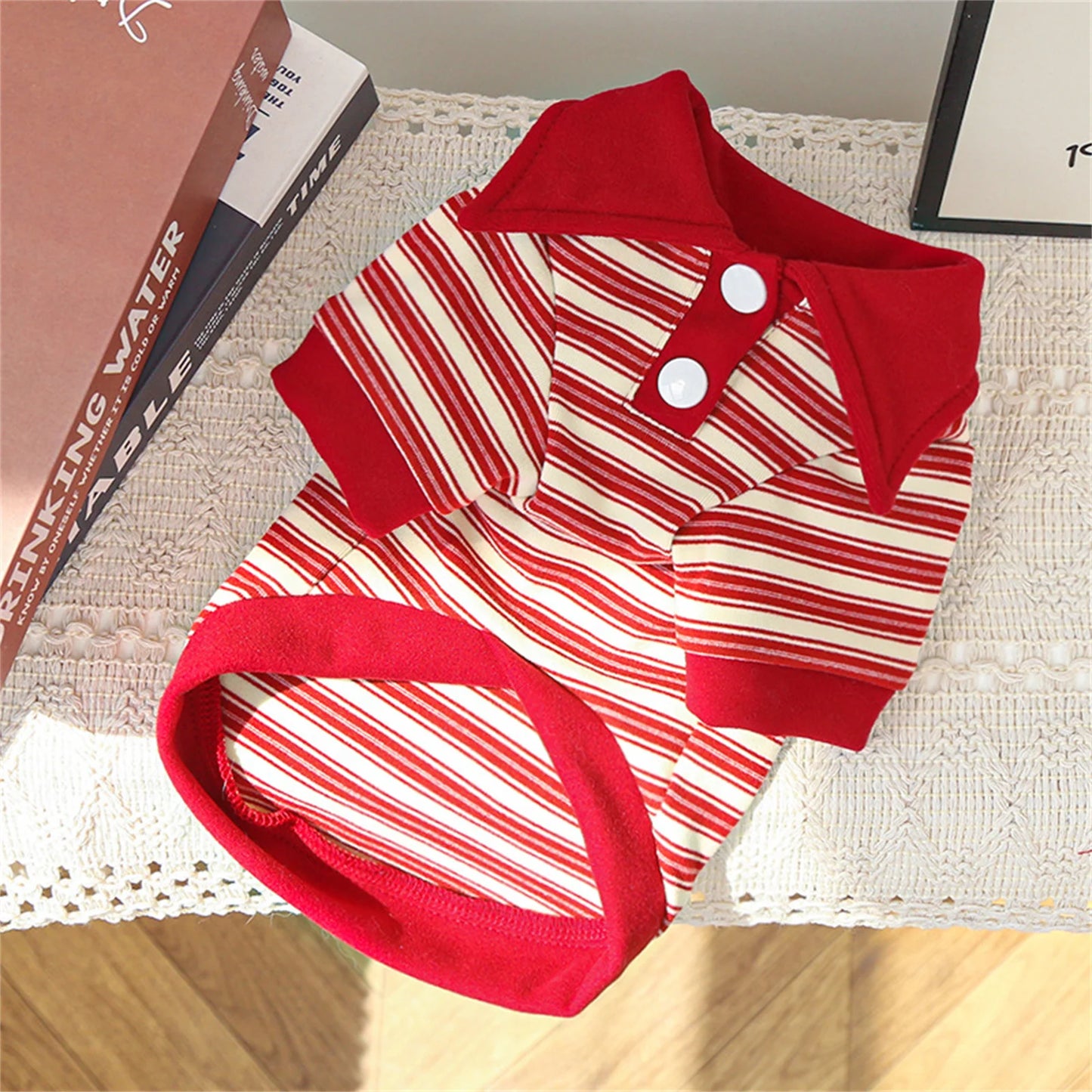 New Striped Pet Clothing Classic All-Match Base Layer Daily Outgoing Walking Travel Matching Four-Legged Polo Shirt for Cats Dog