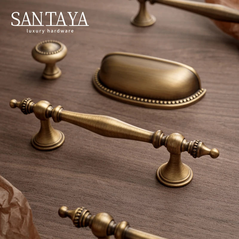 Santaya Bronze Solid Antique Brass Cabinet Handles Wardrobe Pull Cupboard Door Knob Kitchen Cabinet Handles Bronze Pulls