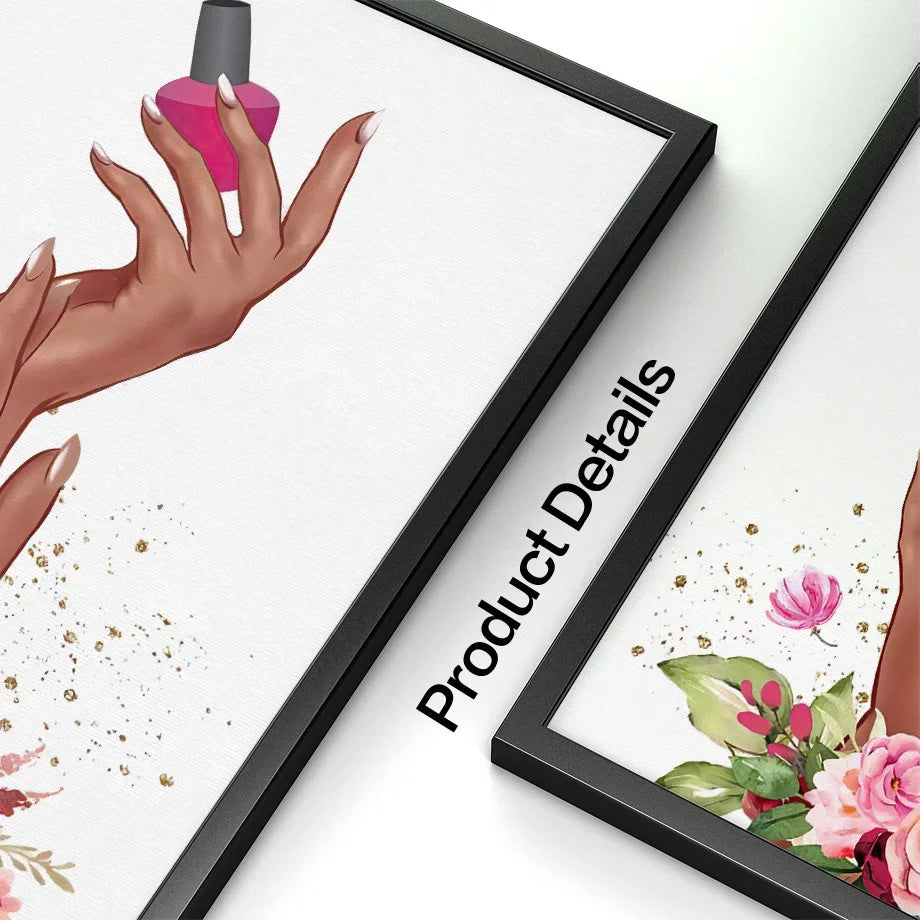 Wall Art Canvas Painting Flower Fashion Girl Lovely Hands Nail Polish Art Salon Decor Poster And Print Living Room Wall Pictures