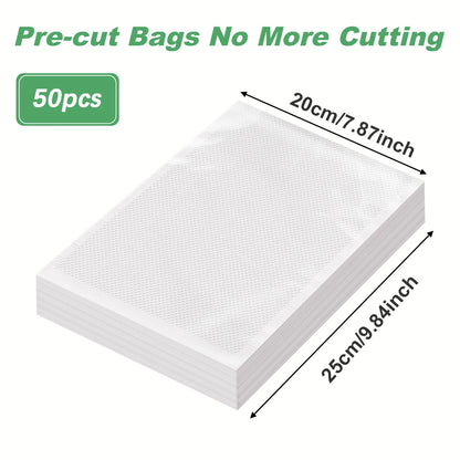 50pcs Vacuum Sealer Bags, Food Storage Pouches, Freshness Preservation for Kitchen, For Vacuum Sealer Machine Accessories