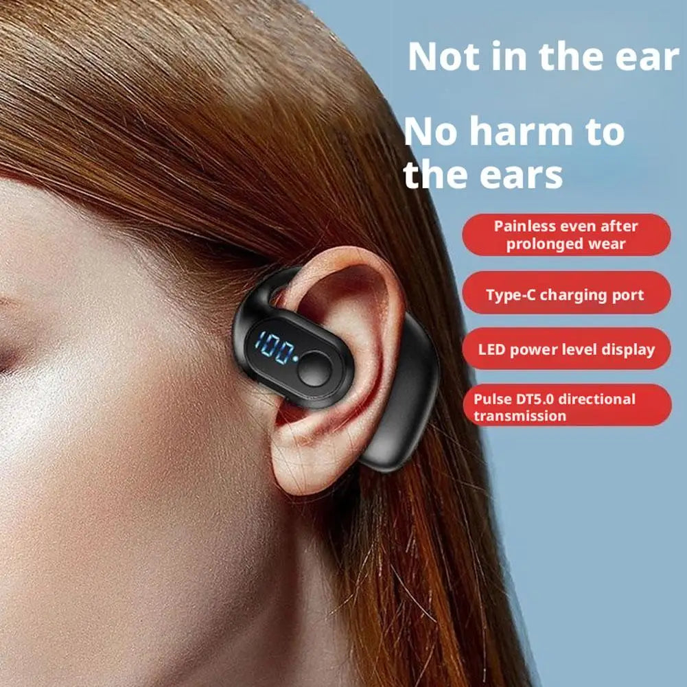 Open-ear Air Conduction Headphone Wireless Bluetooth Earphones Bone Conduction Stereo Single Ear Clip Immersive HI-FI Sound