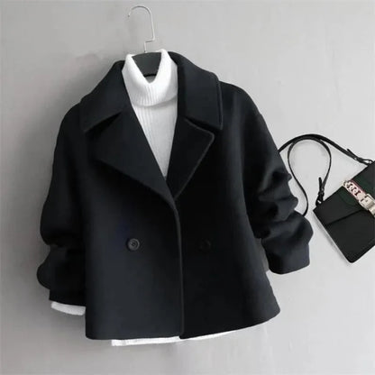 Fashionable Double Breasted Suit Collar Cardigan Wool Jacket Women's Coat 2025 Autumn and Winter New Women Clothing
