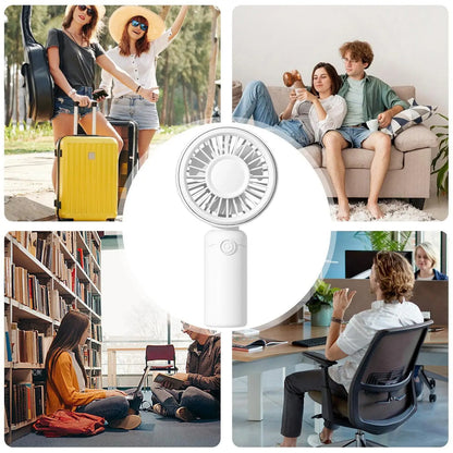 Portable Handheld Personal Fan 3 Adjustable Speed Quiet USB Rechargeable Cooling Fan Ideal For Indoor Outdoor Home Office School