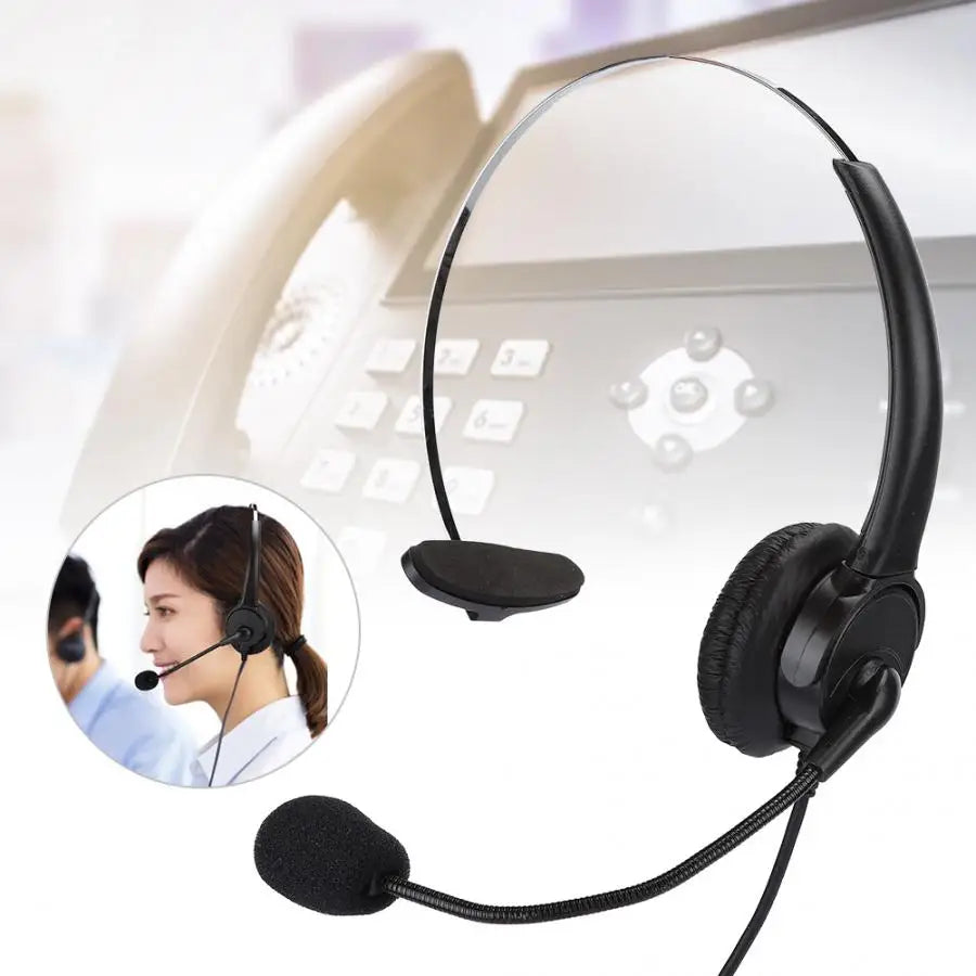 with Microphone Ear Hanging type Headset PhoneMono-ear Headset Wired Landline Phone Earbuds Headset Handle Wired Headset