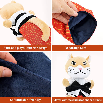 Karate Kitty Puppet Interactive Cat Wrestling Glove with Full Coverage Arm Protection Design Soft Kitten Toy Puppet Pet Supplies