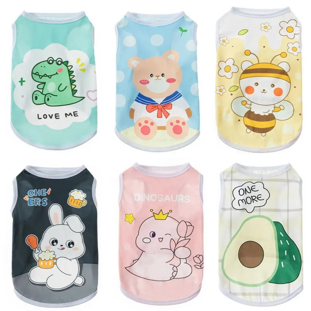 Summer Sleeveless Pet Vest Small Dogs Beach Cat Puppy Clothes Soft Breathable Dog T-Shirts
