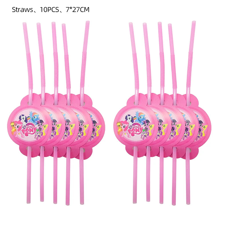 My Little Pony themed children's birthday party supplies, girls' first birthday tablecloth, tableware, paper cups, flag-raising