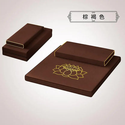 Thickened Zen Meditation Pad Coconut Fiber Embroidered Yoga Mat Home Use Sitting Cushion Yoga Mat Plant Floral Pattern