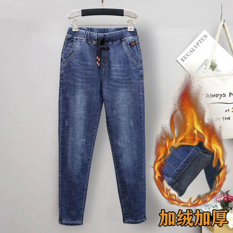New Extra Large Size Stretch Jeans Girls Elastic High Waist Harlan Pants Girl Wide Leg Pants jeans women 6XL 5XL 4XL