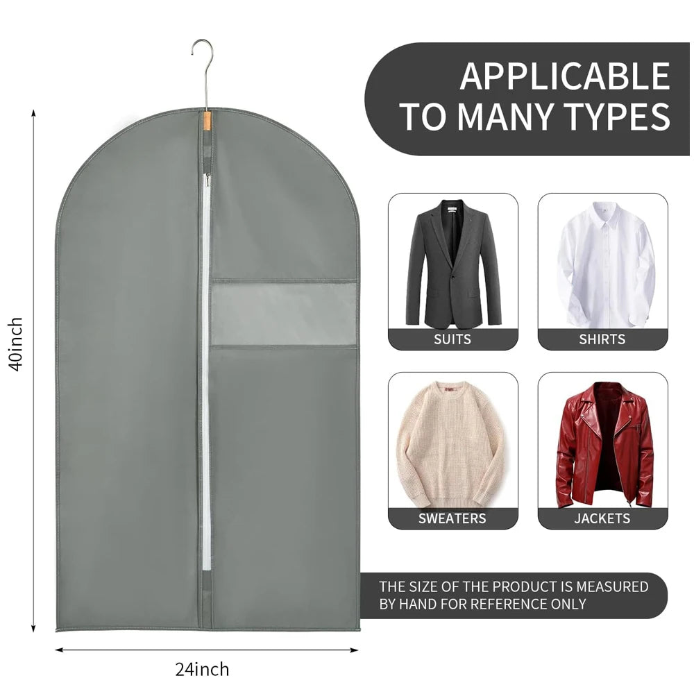 24"X40"Garment Bags for Hanging Clothes Suit Cover Bags for Closet Storage with Clear Window Fabric Protector Bag with Zipper