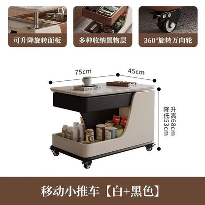 Coffee table liftable rock slab side table living room sofa side cabinet movable cart multi-function movable lifting coffee tabl