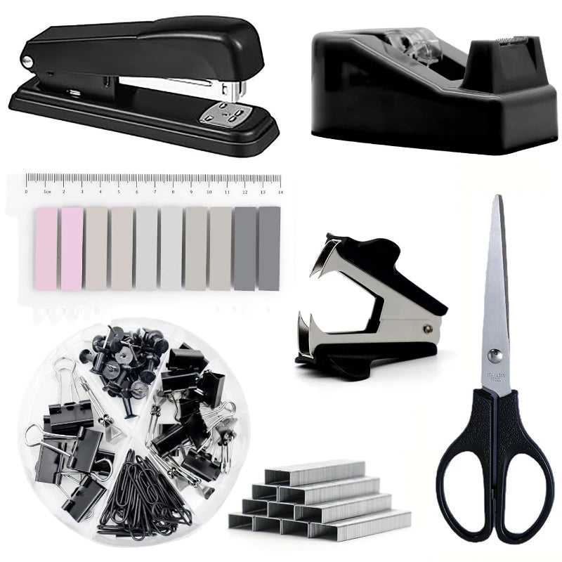 Desk Organizers Accessories Office Supplies with Stapler, Staple Remover, Clips, Scissor, Rule back-to-school Students Supplies