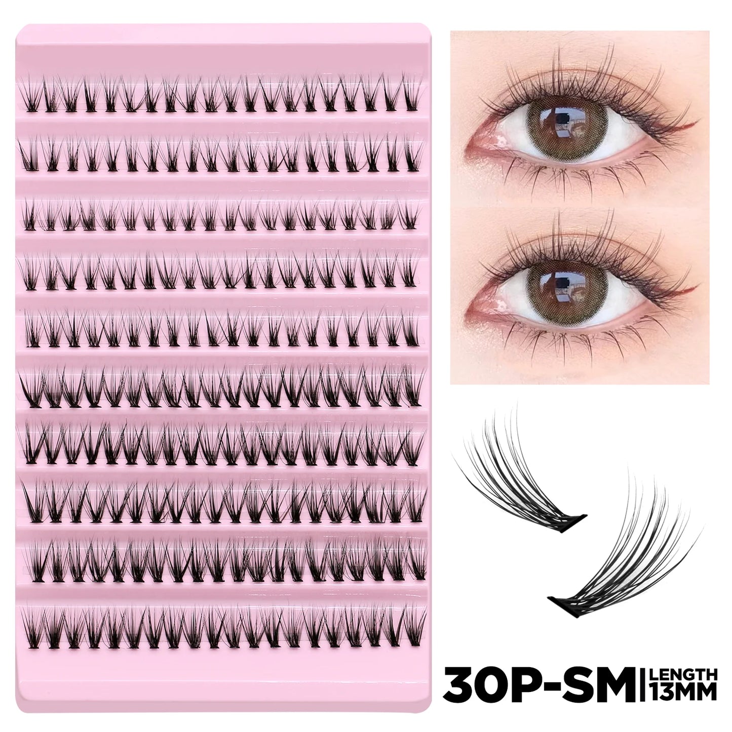 GROINNEYA Cat Elf Eyelashes Book 15 Rows Large Capacity Natural Manga Lashes Effect DIY Eyelashes Extension Clusters Makeup