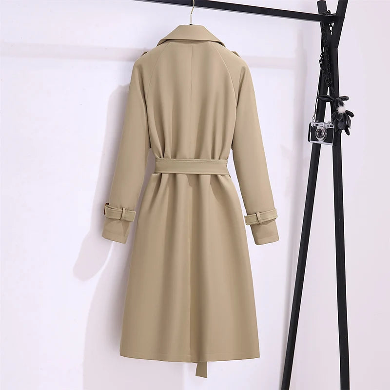 New 2025 Women British Style Windbreaker Streetwear Double Breasted Long Trench Coats Women Elegant Autumn Winter Casual Jackets