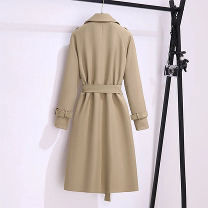 New 2025 Women British Style Windbreaker Streetwear Double Breasted Long Trench Coats Women Elegant Autumn Winter Casual Jackets
