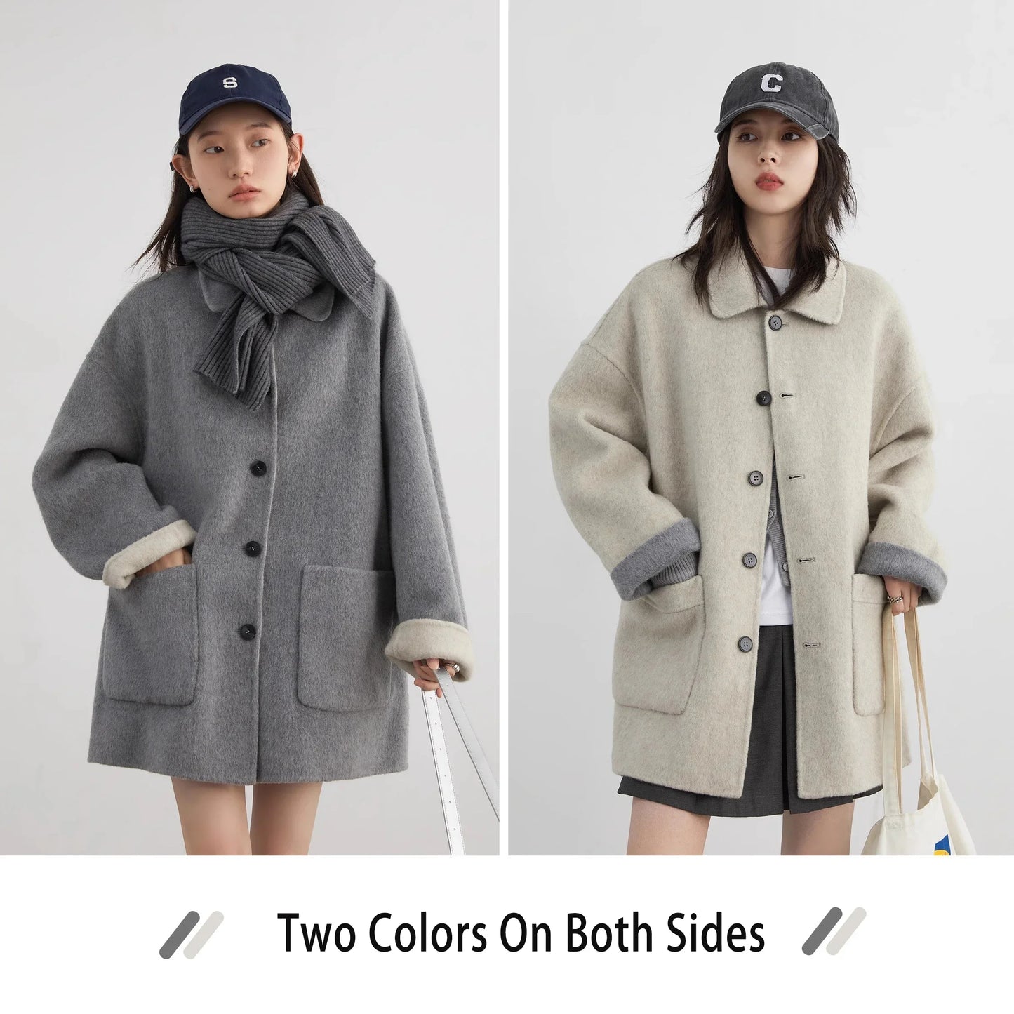 CHIC VEN Women Woolen Coat Single Breasted Loose Casual New Double-sided Female Short Jacket Ladies Clothes Autumn Winter 2024