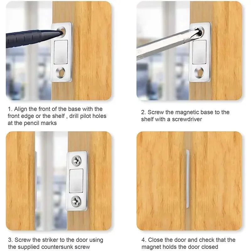 Magnetic Cabinet Catches Ultra Thin Door Strong Magnets Stopper Invisible Adhesive Drawer Magnet Lock for Kitchen Closet Closer