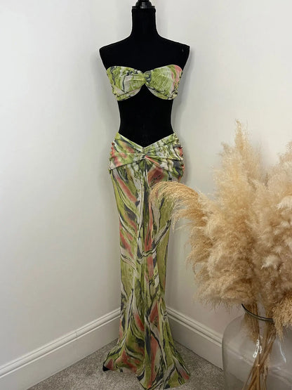 Print 3 Pcs Bikini Swimsuit with Skirt Swimwear Women Brazilian Bikini Bathing Suit A Line Skirt Summer Female