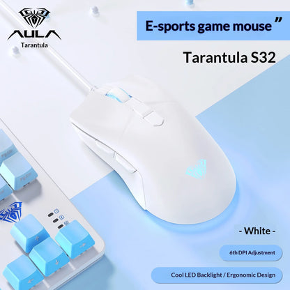 Gaming Mouse S32 Wired Ergonomic Design Rgb Backlit Universal For Laptop Desktop Pc Office Computer Peripheral