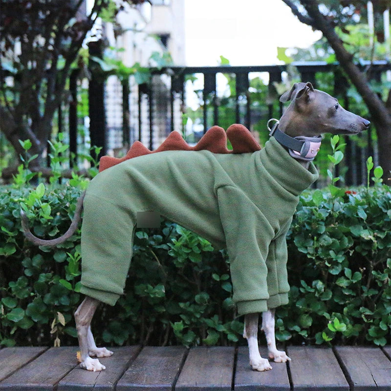 Pet Clothing Dog Little Greyhound Autumn Winter Polar Warm Turtleneck Coat Adorable Dinosaur Costume for Small Medium Large Dogs