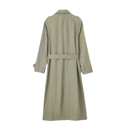 Women Fashion With Belt Solid Double Breasted Trench Vintage Lapel Neck Long Sleeves Female Chic Lady Outfits