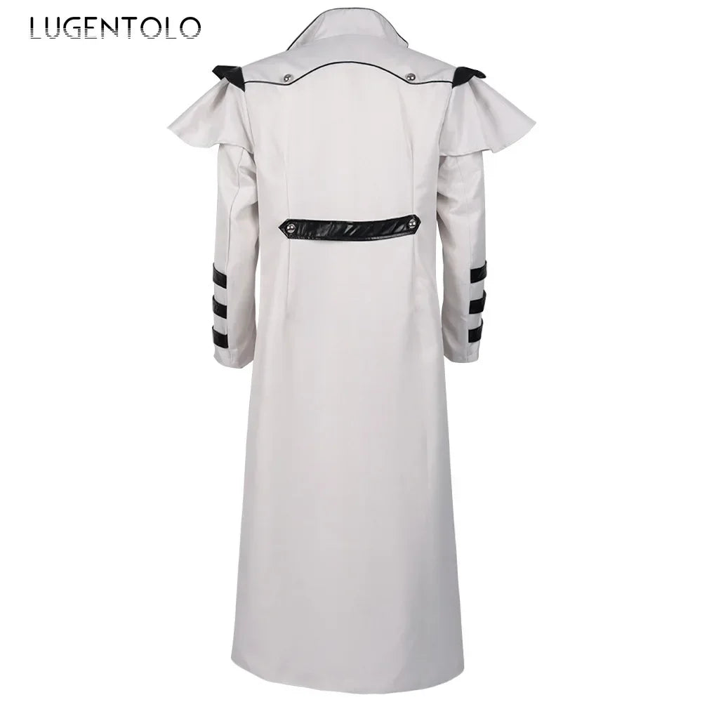 Men Medieval Gothic Trench Long Coats Court Costume Retro Casual Women Button Zipper Loose Party Bloodsucker Clothing