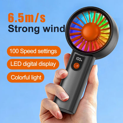 Portable High-Speed Handheld Fan: Quiet, Smart, Digital Display, Compact, USB-Rechargeable Outdoor Handheld Fan