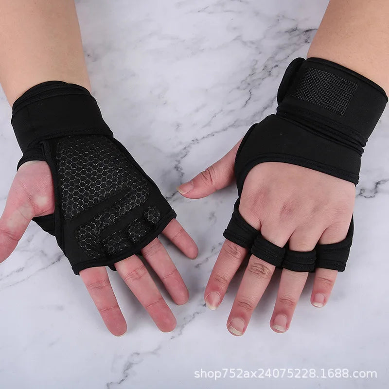 Gym Gloves with Wrist Wrap, Full Protection, Super Breathable Weight Lifting Workout Gloves Exercise Cross Training Cycling