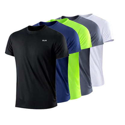 Schnelltrocknendes, kurzärmeliges Herren-Trainingsshirt mit Rundhalsausschnitt, feuchtigkeitsableitend, ideal für Fitnessstudio, Sport und Fitness. Leichtes Material.