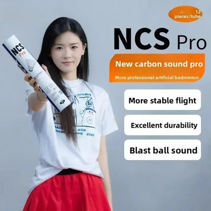 2025 Originalmarke, 1 Tube, 12 Stück NCS Pro Ball, Ausdauer, Flugstabilität, NCS PRO Kunstrasen-Badmintonball