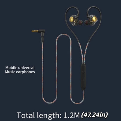 Music Earphones 3.5mm Wired Earphone Elbow in-Ear Wired Headset HiFi Stereo Round Head Earpiece Headset Sport