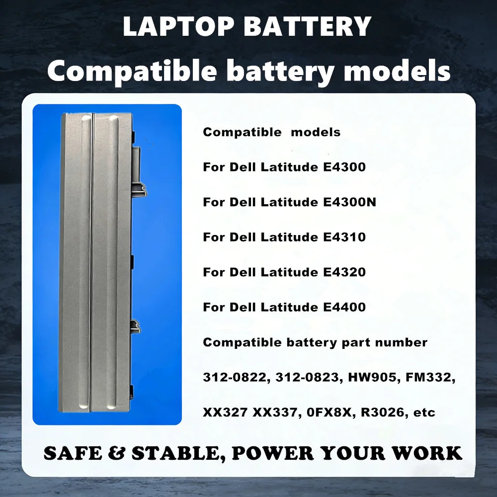 E4300 Laptop Battery For DELL Latitude E4300 E4300n E4310 E4320 E4400 PP13S XX330 XX334 XX337 YP459 YP463 U817P
