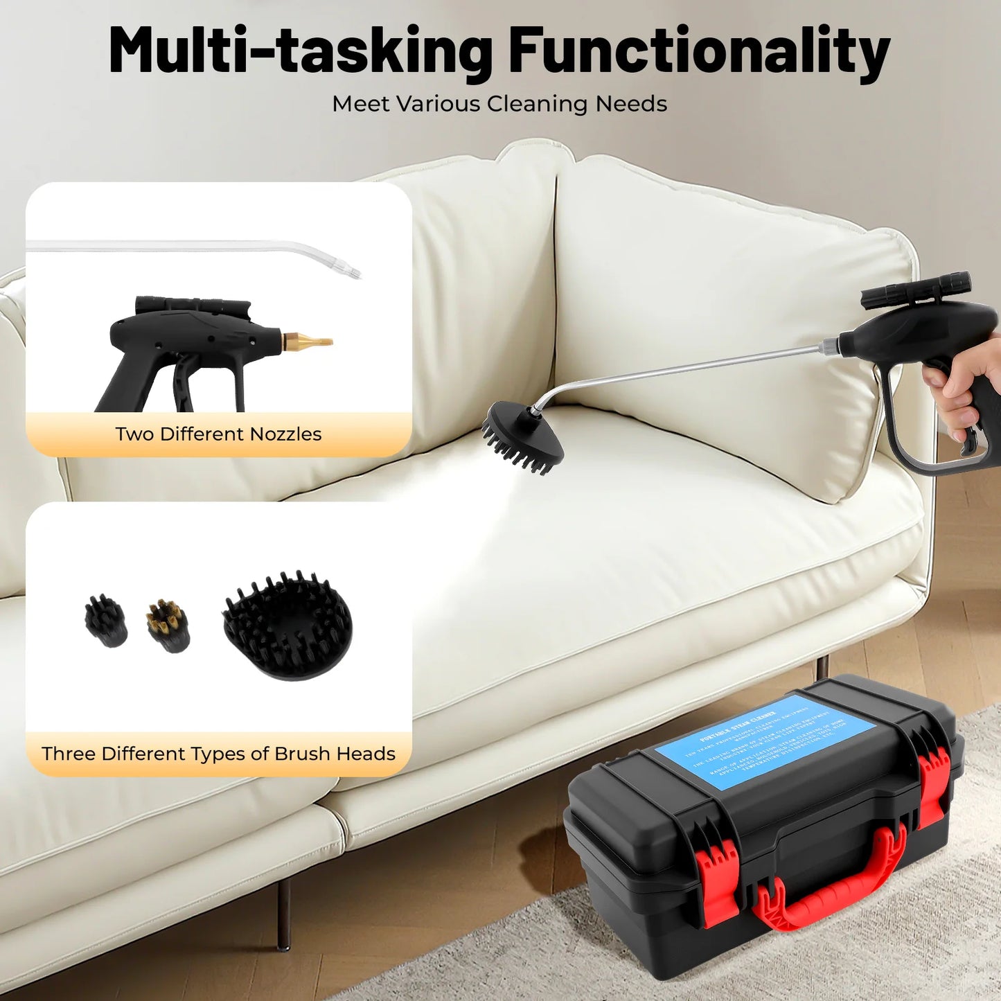 3000W Portable steam cleaner Wet & Dry 3-5bar High Pressure Steam Cleaner Air Conditioner Kitchen Hood Car Cleaning Machine
