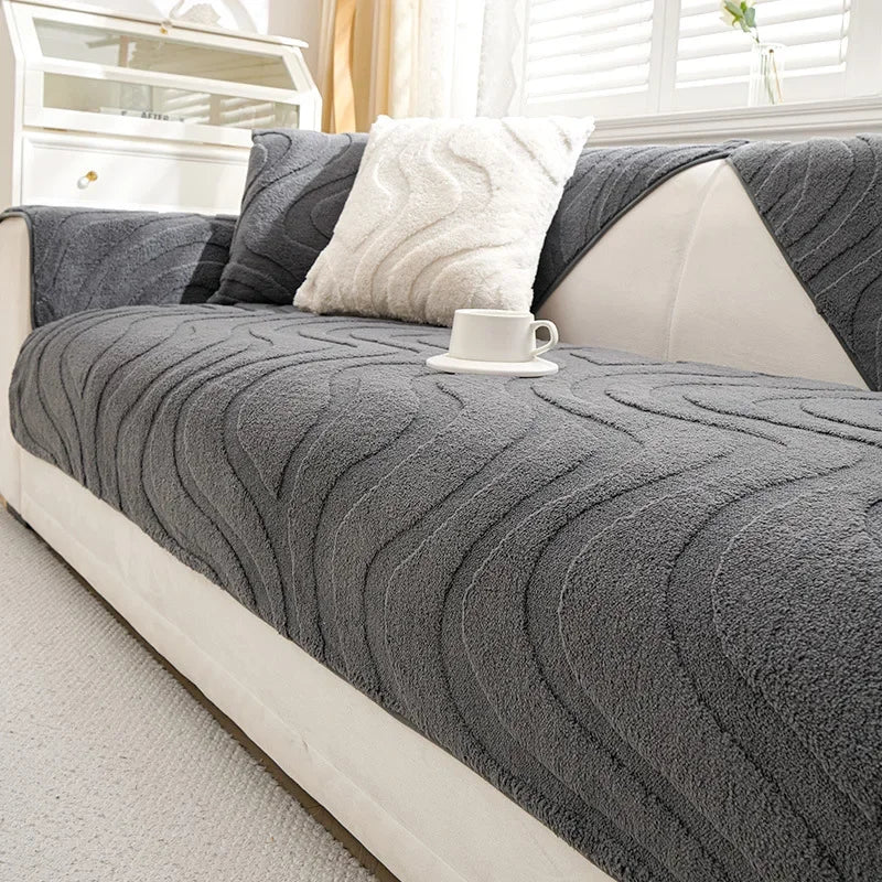 Simple Modern Sofa Cushion Autumn and Winter Light Luxury Non-Slip Sofa Plush Cover
