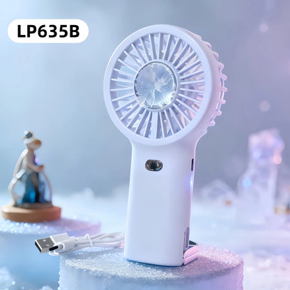 Portable Handheld Fan USB Rechargeable Mini Cooling Fan Digital Display LED Light Personal Fan for Travel Camping Outdoor