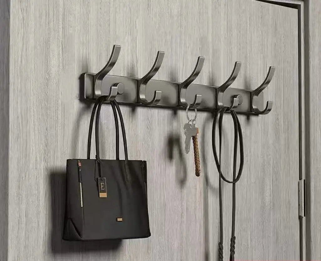 no drill Holes One Row Hangers Kitchen Towels Clothes Hats Toilet Towel Rack Storage Wall Mounted Door Back Rod Hook
