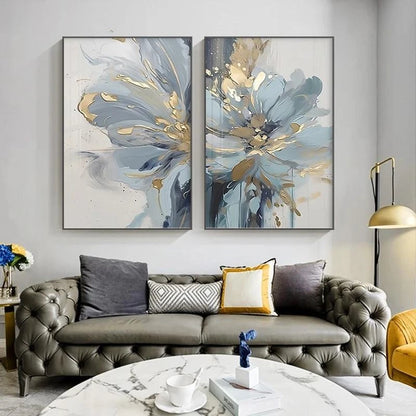 Luxury Painting for Living Room Wall Decor Abstract Blue Floral Canvas Print Wall Pictures Bedroom Entrance Modern Wall Artwork